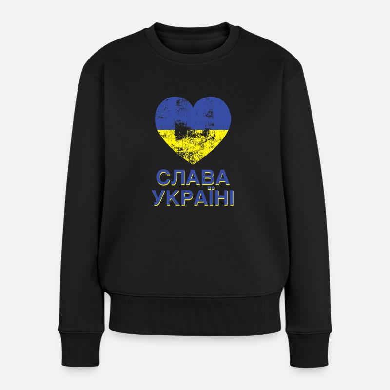 Ruhm der Ukraine слава україні - Frauen Premium Bio Pullover - Schwarz