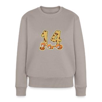 14 Geburtstag Roter Panda - Frauen Premium Bio Pullover - Taupe - Vorne - Julia (174cm)