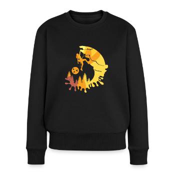 Begsteigen Kletterin frau geschenk natur freiheit - Frauen Premium Bio Pullover - Schwarz - Vorne - Julia (174cm)