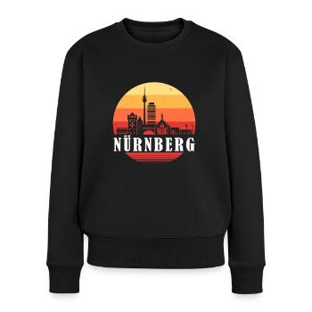 Nürnberg Retro Skyline - Frauen Premium Bio Pullover - Schwarz - Vorne - Julia (174cm)