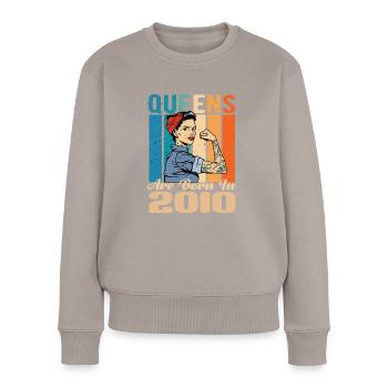 Queens Are Born In 2010 - Women's Premium Organic Jumper - taupe - Front - Julia (174cm)