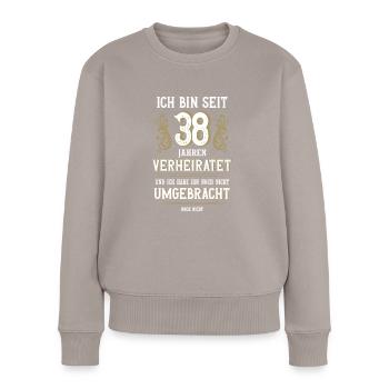 38 Jahre Verheiratet Feuerhochzeit Geschenk - Frauen Premium Bio Pullover - Taupe - Vorne - Julia (174cm)