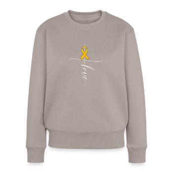 Annexe Cancer Conscience Amour Amber Ribbon Ge - Pull Premium bio Femme - taupe - Devant - Julia (174cm)