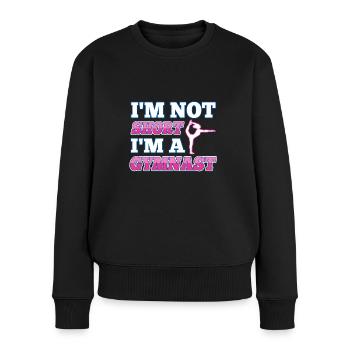 Im not short i'm a gymnast - Frauen Premium Bio Pullover - Schwarz - Vorne - Julia (174cm)