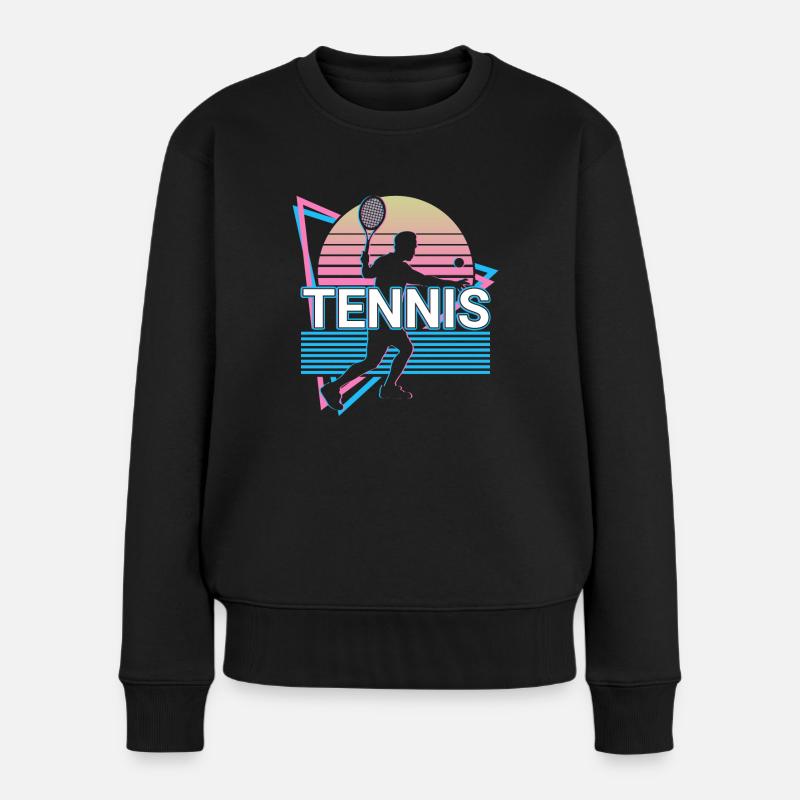 Tennisspieler Vaporwave Ästhetisches Retro-Geschen - Frauen Premium Bio Pullover - Schwarz