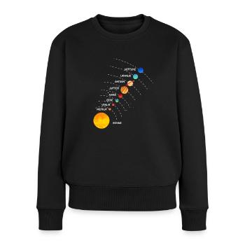 Sonnensystem Weltraum Planet Umlaufbahn - Frauen Premium Bio Pullover - Schwarz - Vorne - Julia (174cm)