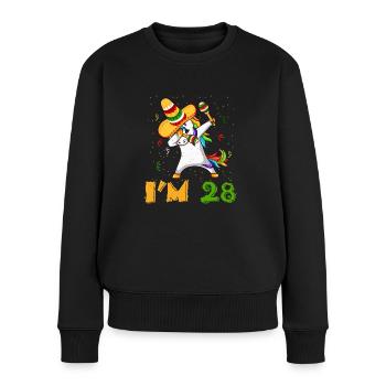 Age 28 Year Old Dab Unicorn Mexican Cinco De Mayo - Women's Premium Organic Jumper - black - Front - Julia (174cm)