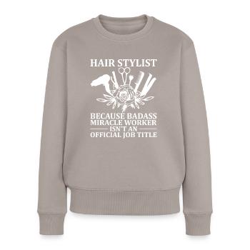 Coiffeur Barbier Coiffeur Coiffeur Barbier - Pull Premium bio Femme - taupe - Devant - Julia (174cm)