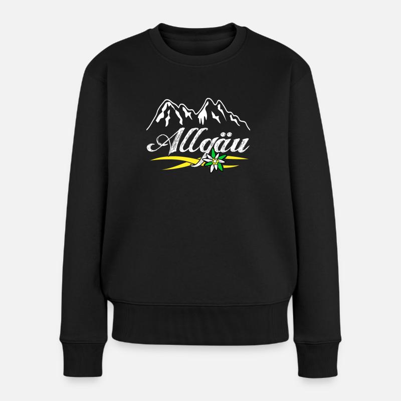 Allgäu Alpen Edelweiß Allgäuer - Frauen Premium Bio Pullover - Schwarz