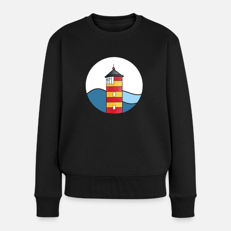 Pilsumer Leuchtturm - Frauen Premium Bio Pullover - Schwarz
