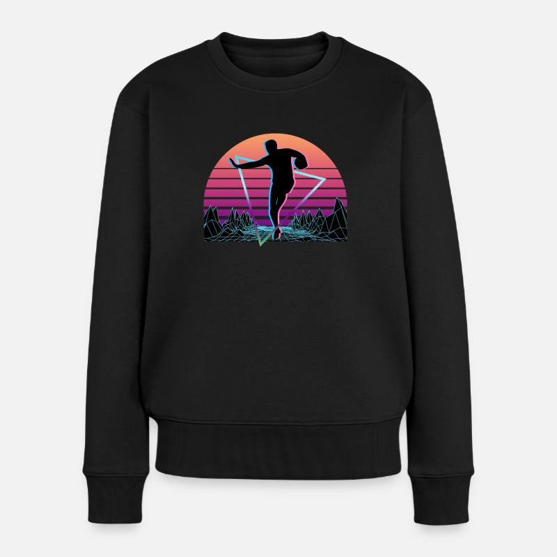 Rugby Player Vaporwave Aesthetic Retro - Frauen Premium Bio Pullover - Schwarz
