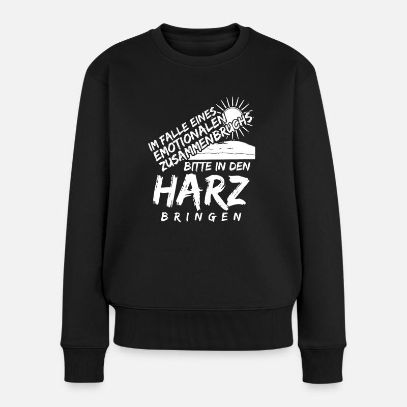 Harz Urlaub Spruch Harzer Brocken - Frauen Premium Bio Pullover - Schwarz