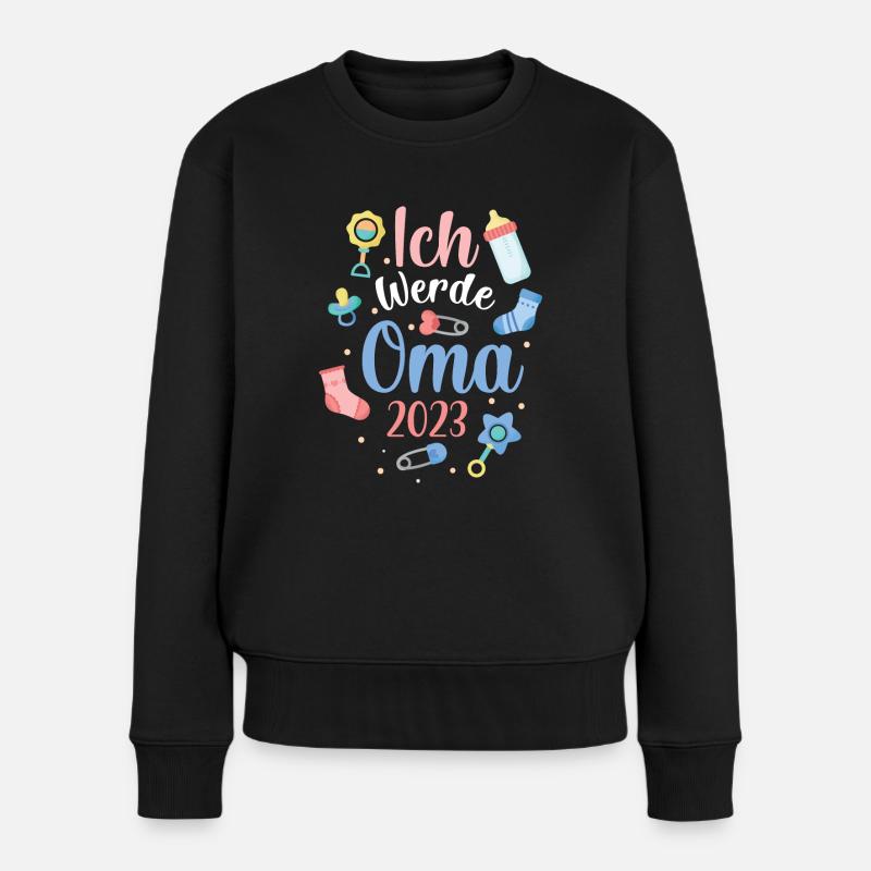 Ich Werde Oma 2023 süßes werdende Großmutter - Frauen Premium Bio Pullover - Schwarz