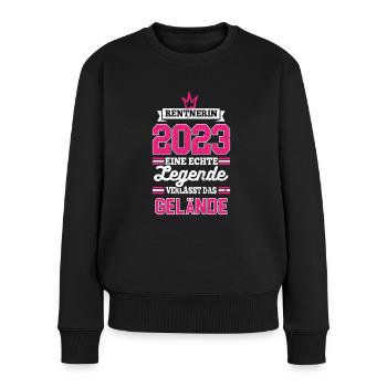 Renterin 2023 Pension Ruhestand Lustiger Spruch - Frauen Premium Bio Pullover - Schwarz - Vorne - Julia (174cm)