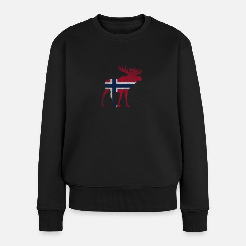 Norway Norwegen Elch - Frauen Premium Bio Pullover - Schwarz