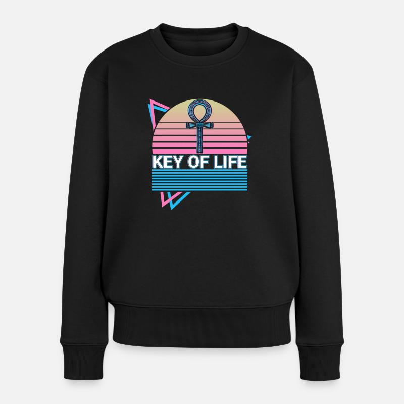 Ägyptische Anhk Schlüssel des Lebens Geschenk - Frauen Premium Bio Pullover - Schwarz