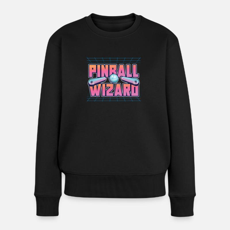 Retro Pinball Flipper Vintage Arcade Gaming - Frauen Premium Bio Pullover - Schwarz