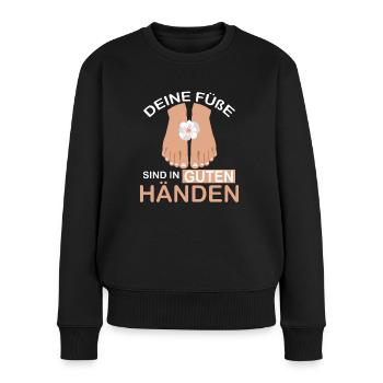 Fußpflegerin Füße in guten Händen Pediküre - Frauen Premium Bio Pullover - Schwarz - Vorne - Julia (174cm)