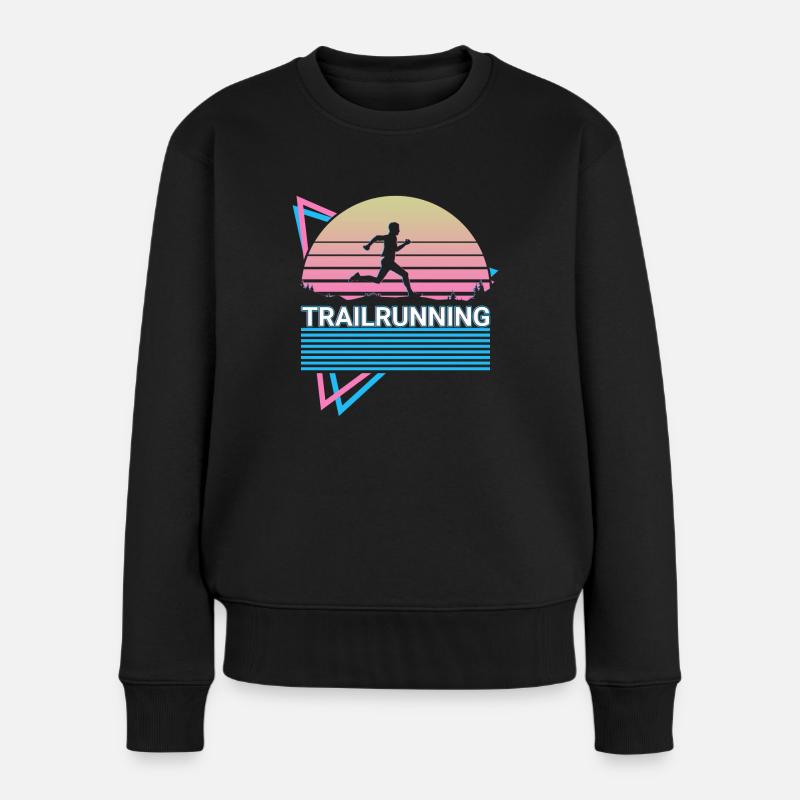 Trail Running Trail Runner Retro - Frauen Premium Bio Pullover - Schwarz