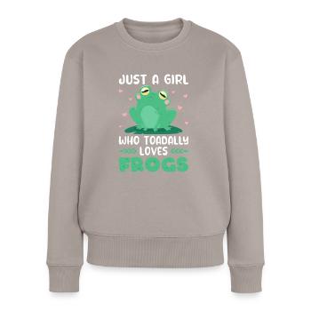 Grenouille Seulement une fille qui aime les crapauds Grenouilles - Pull Premium bio Femme - taupe - Devant - Julia (174cm)