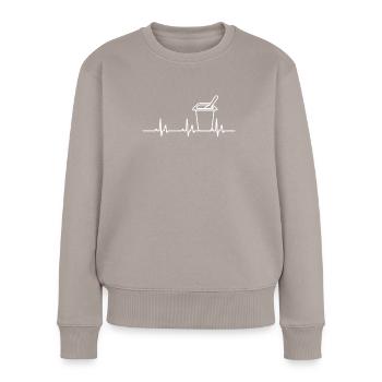 Yogourt Heartbeat - Pull Premium bio Femme - taupe - Devant - Julia (174cm)