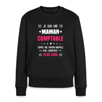 maman comptable maman normale cadeau humour mère - Pull Premium bio Femme - noir - Devant - Julia (174cm)