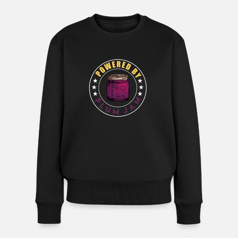 Pflaumenmus Spruch - Frauen Premium Bio Pullover - Schwarz