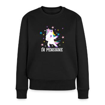Pension Rente Geschenk Einhorn In Pensione - Frauen Premium Bio Pullover - Schwarz - Vorne - Julia (174cm)