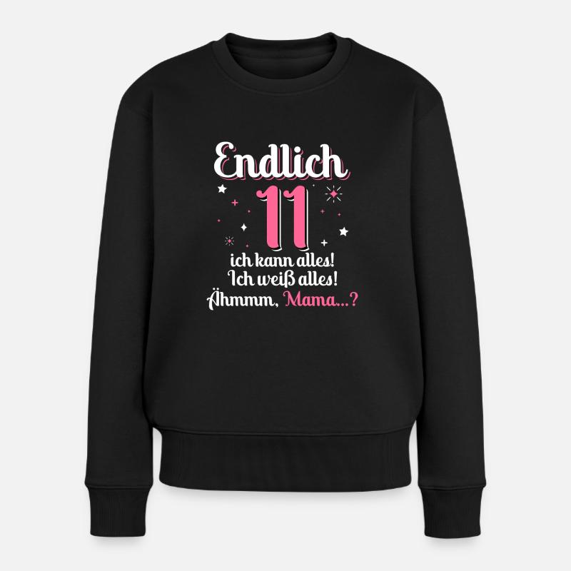 11. Geburtstag Mädchen 11 Jahre - Frauen Premium Bio Pullover - Schwarz