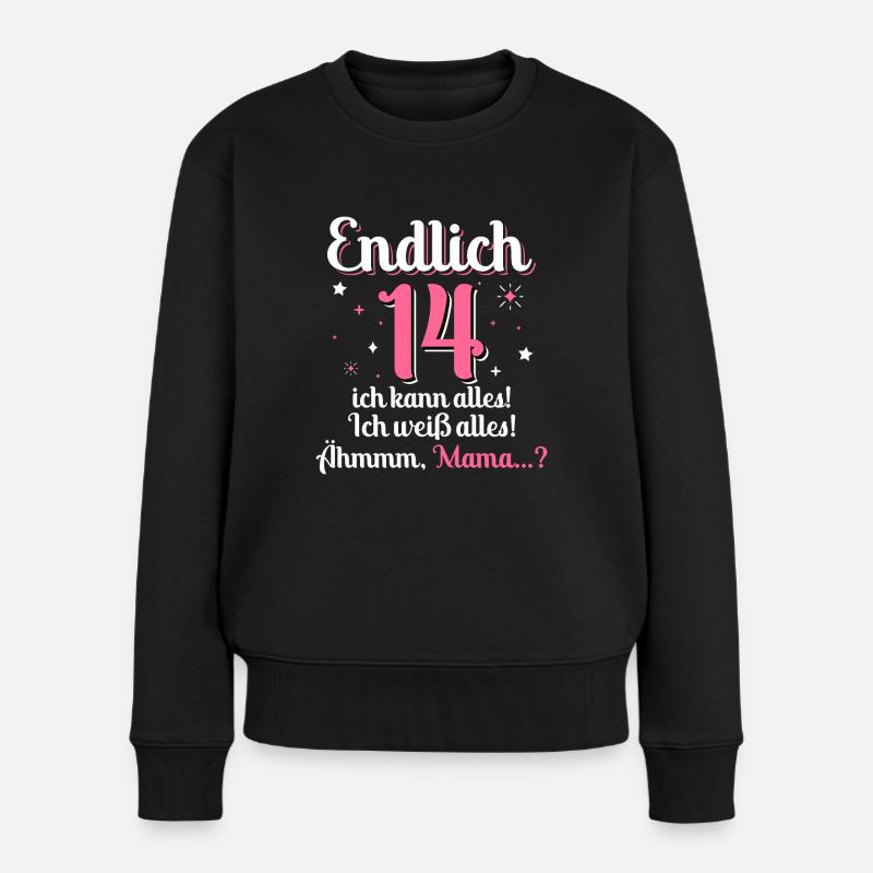14. Geburtstag Mädchen - Frauen Premium Bio Pullover - Schwarz