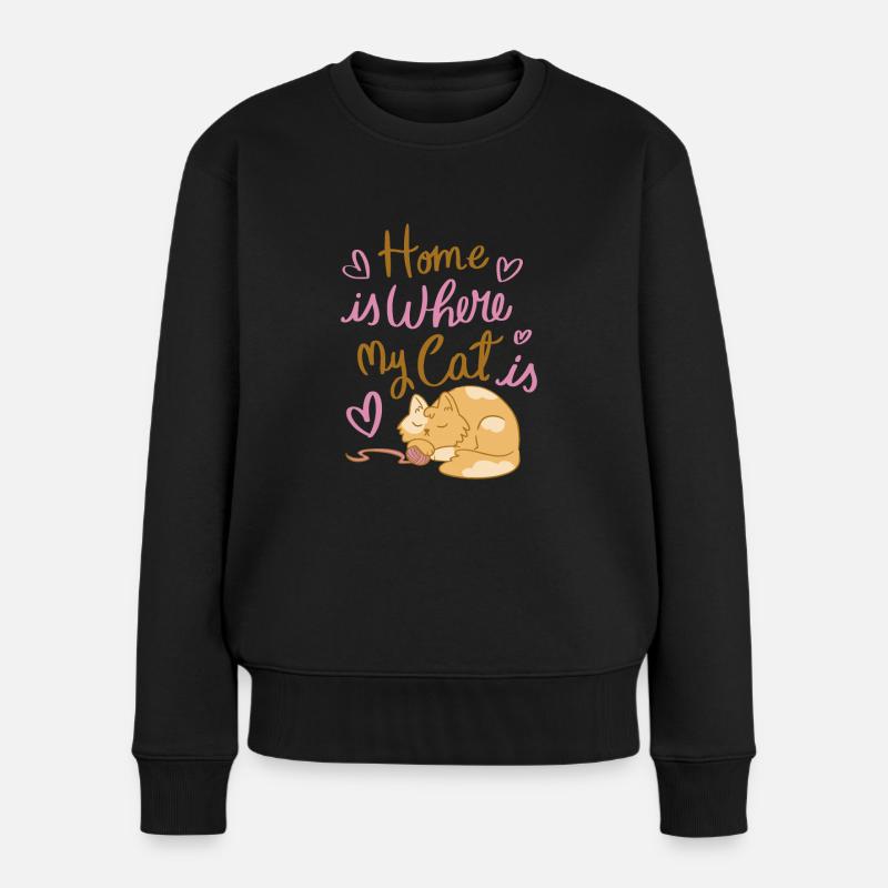 Katze Haustier Kater Katzen Hauskatze Kätzchen - Frauen Premium Bio Pullover - Schwarz