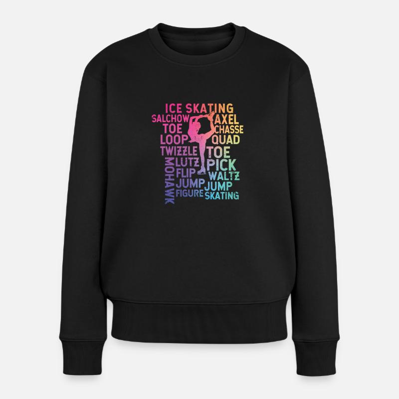 Eislaufen Thema Regenbogen Typografie Lustige - Frauen Premium Bio Pullover - Schwarz