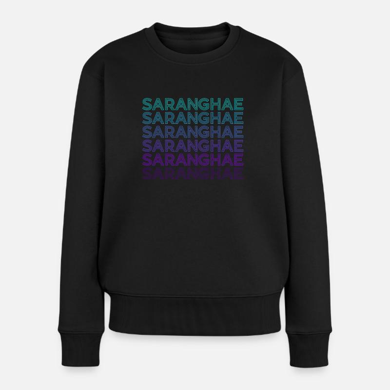 Saranghae Kpop Finger Heart Kdrama Rétro - Pull Premium bio Femme - noir