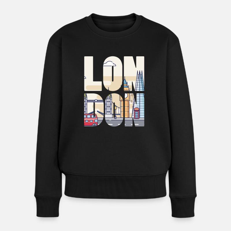 London - Frauen Premium Bio Pullover - Schwarz