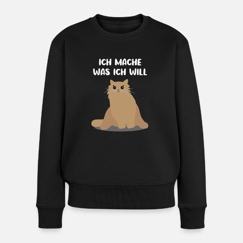 Katze Freches Kätzchen Lustiger Spruch Geschenk - Frauen Premium Bio Pullover - Schwarz