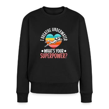 Ibreathe underwater what's your superpower - Women's Premium Organic Jumper - black - Front - Julia (174cm)