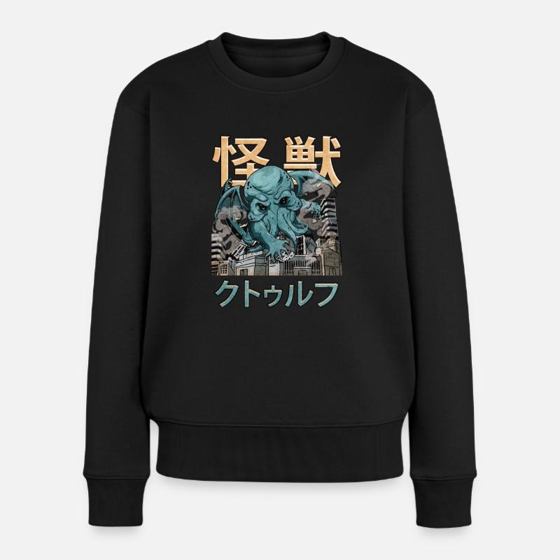 Kaiju Cthulhu Necronomicon Monstre japonais - Pull Premium bio Femme - noir