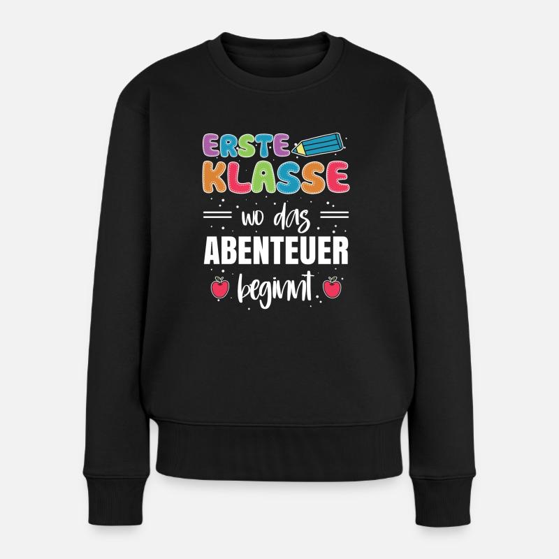 Erste Klasse Abenteuer Erstklässler Erstklässlerin - Frauen Premium Bio Pullover - Schwarz
