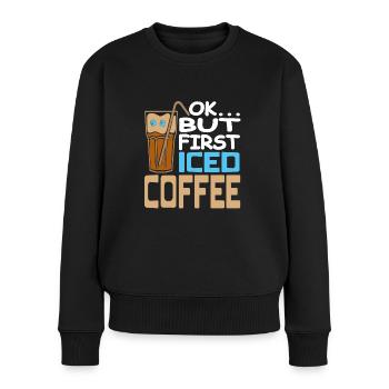 D’ACCORD... mais première infusion froide de café glacé - Pull Premium bio Femme - noir - Devant - Julia (174cm)