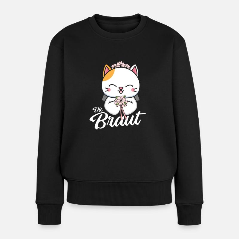 Die Braut Katze JGA Junggesellinnenabschied Hochze - Frauen Premium Bio Pullover - Schwarz