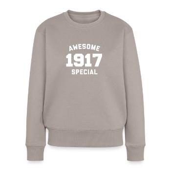 Drôle d’anniversaire Génial Spécial 1917 - Pull Premium bio Femme - taupe - Devant - Julia (174cm)