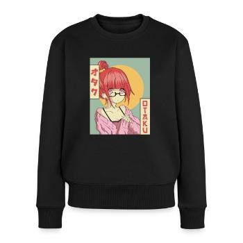 Otaku Anime Mädchen Japanisch Vaporwave Ästhetisch - Frauen Premium Bio Pullover - Schwarz - Vorne - Julia (174cm)