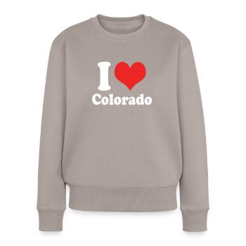 Citoyen américain État américain Amour I Cœur Colorado - Pull Premium bio Femme - taupe - Devant - Julia (174cm)