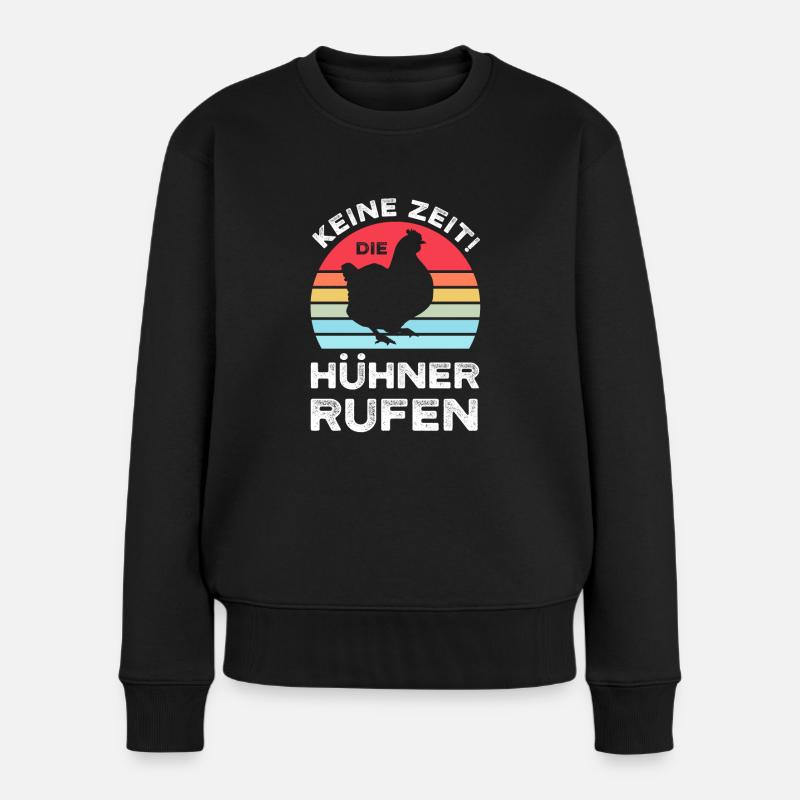 Hühner Huhn Hühnerzüchter Geschenk - Frauen Premium Bio Pullover - Schwarz