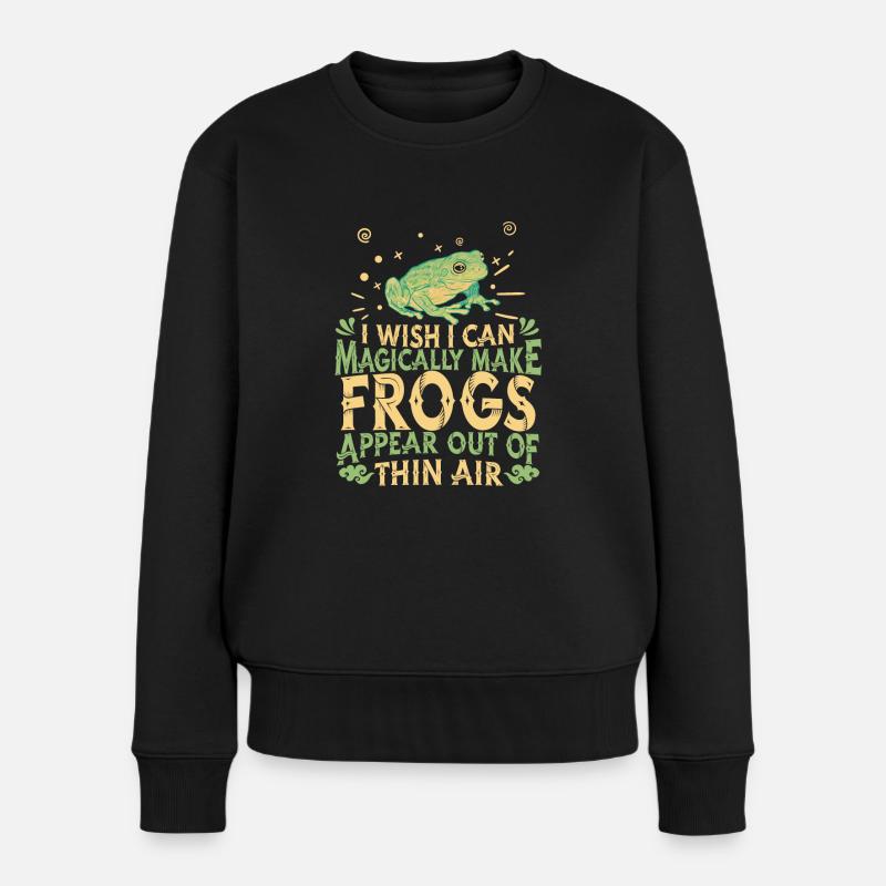 Frosch Frösche Amphibie - Frauen Premium Bio Pullover - Schwarz