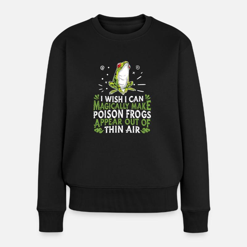 Frosch Frösche Amphibie - Frauen Premium Bio Pullover - Schwarz