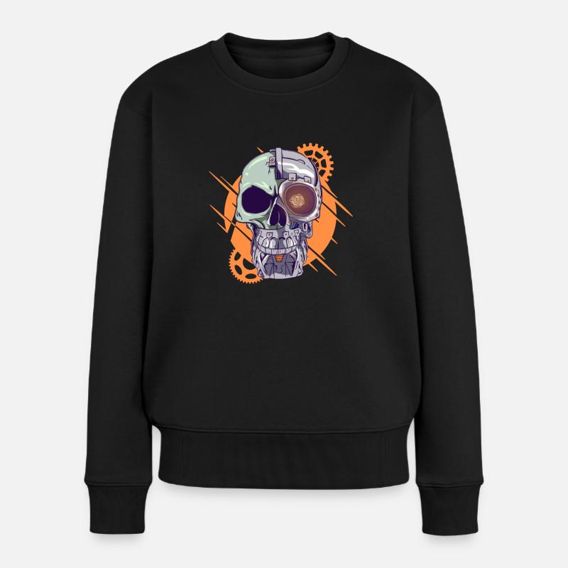 Cyborg Schädel Cyber Punk Cyber-Ästhetik Geschenk - Frauen Premium Bio Pullover - Schwarz