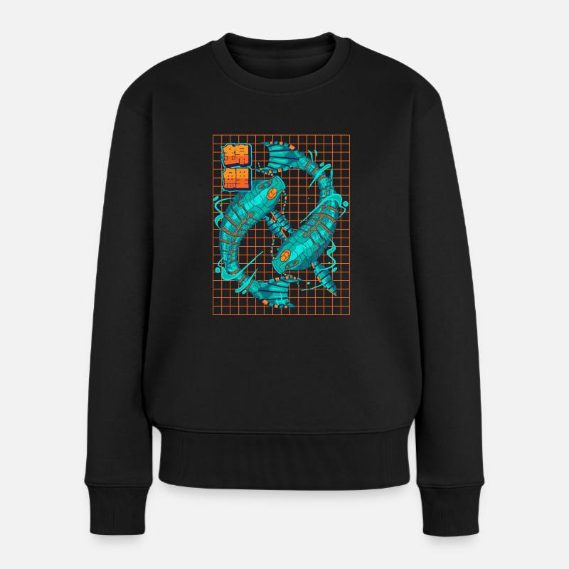 Cyborg Koi Fisch Cyber Punk Cyber Ästhetisches Ges - Frauen Premium Bio Pullover - Schwarz