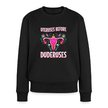 Utérus avant duderuses - Pull Premium bio Femme - noir - Devant - Julia (174cm)