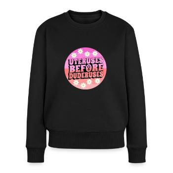 Utérus avant duderuses - Pull Premium bio Femme - noir - Devant - Julia (174cm)